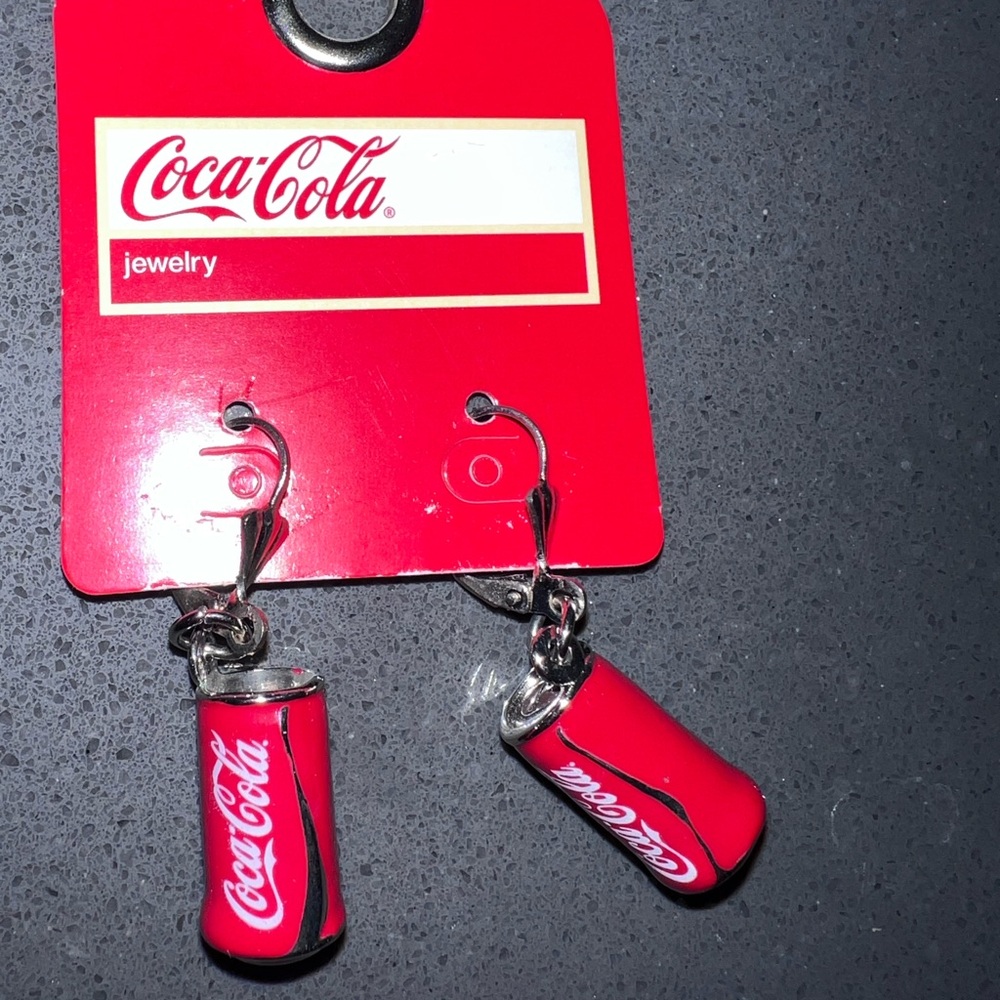 Coca-Cola Red Mini Can Hook Earrings with Silver Accents